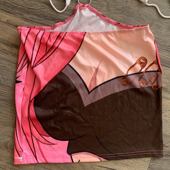 Pink Y2K Anime Cut Out Bodycon Dress - Picture 10 of 11